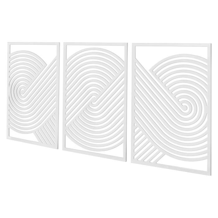 Set De 3 Cuadros 52 X 78 C/u Blanco Espiral | Cuadros | decoracion